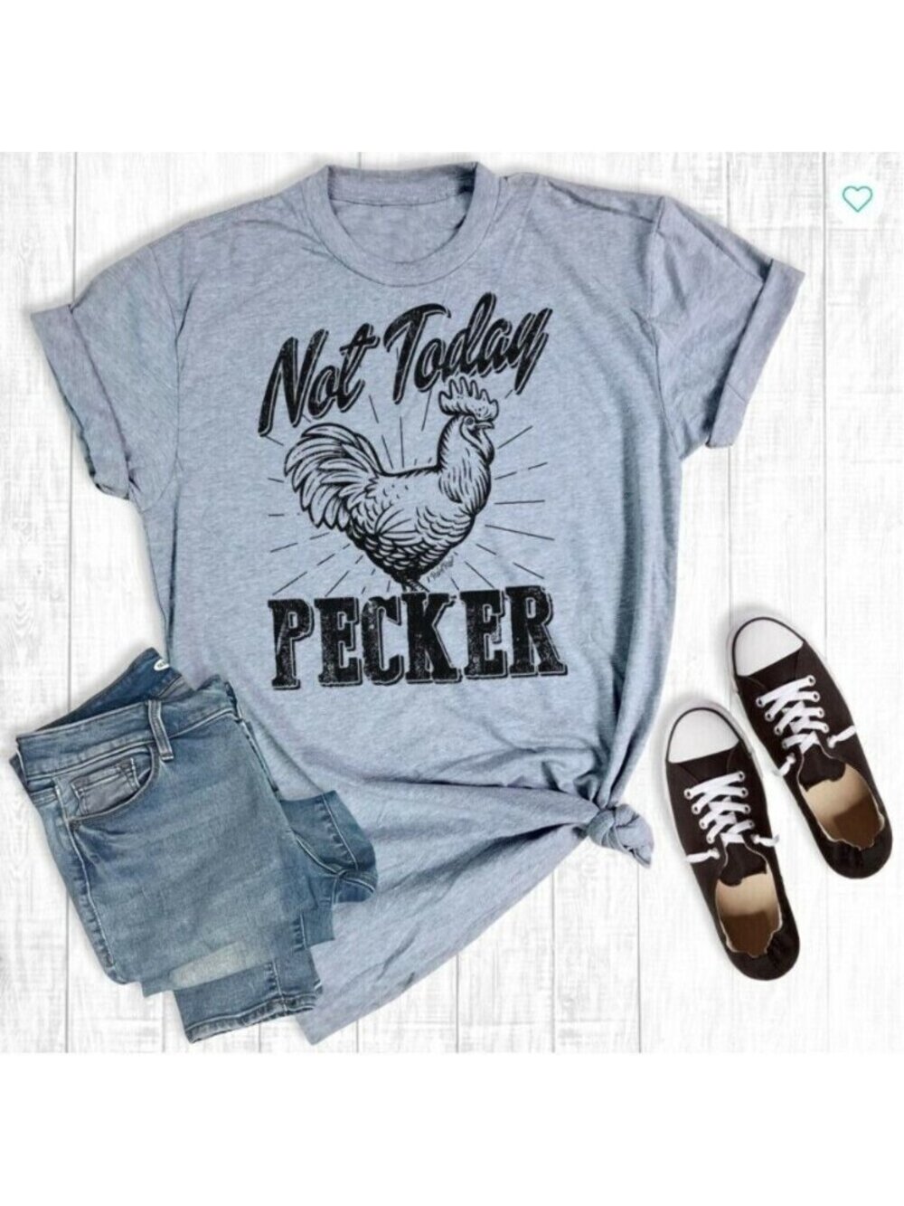 Not Today Pecker Light Grey Medium Gray Short Sleeve 2XL
